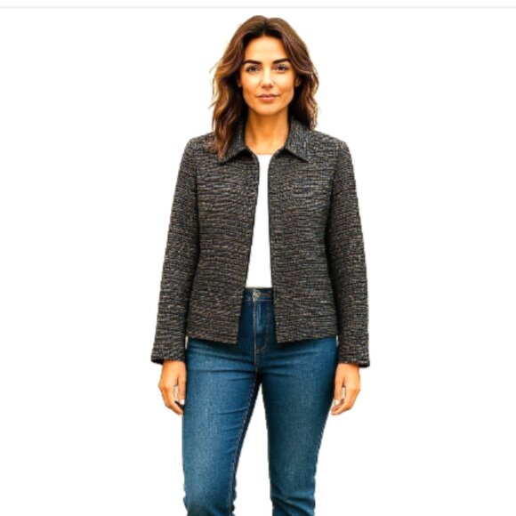 SAG HARBOR Women’s Jacket Size 14 Multi-Color Tweed Zip-Up Lined Blazer Coat - Picture 8 of 13